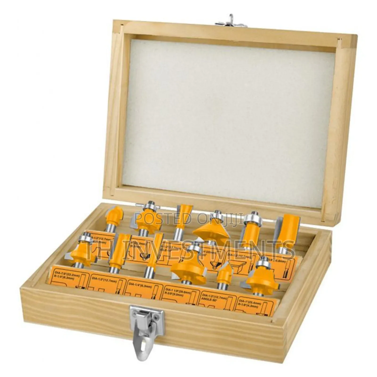 Ingco 12pcs Router Bits Set(12mm)Yellow