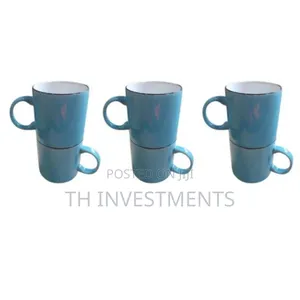 Set of 6 Coloured Cereamic Cups -Ocean Blue A003-38
