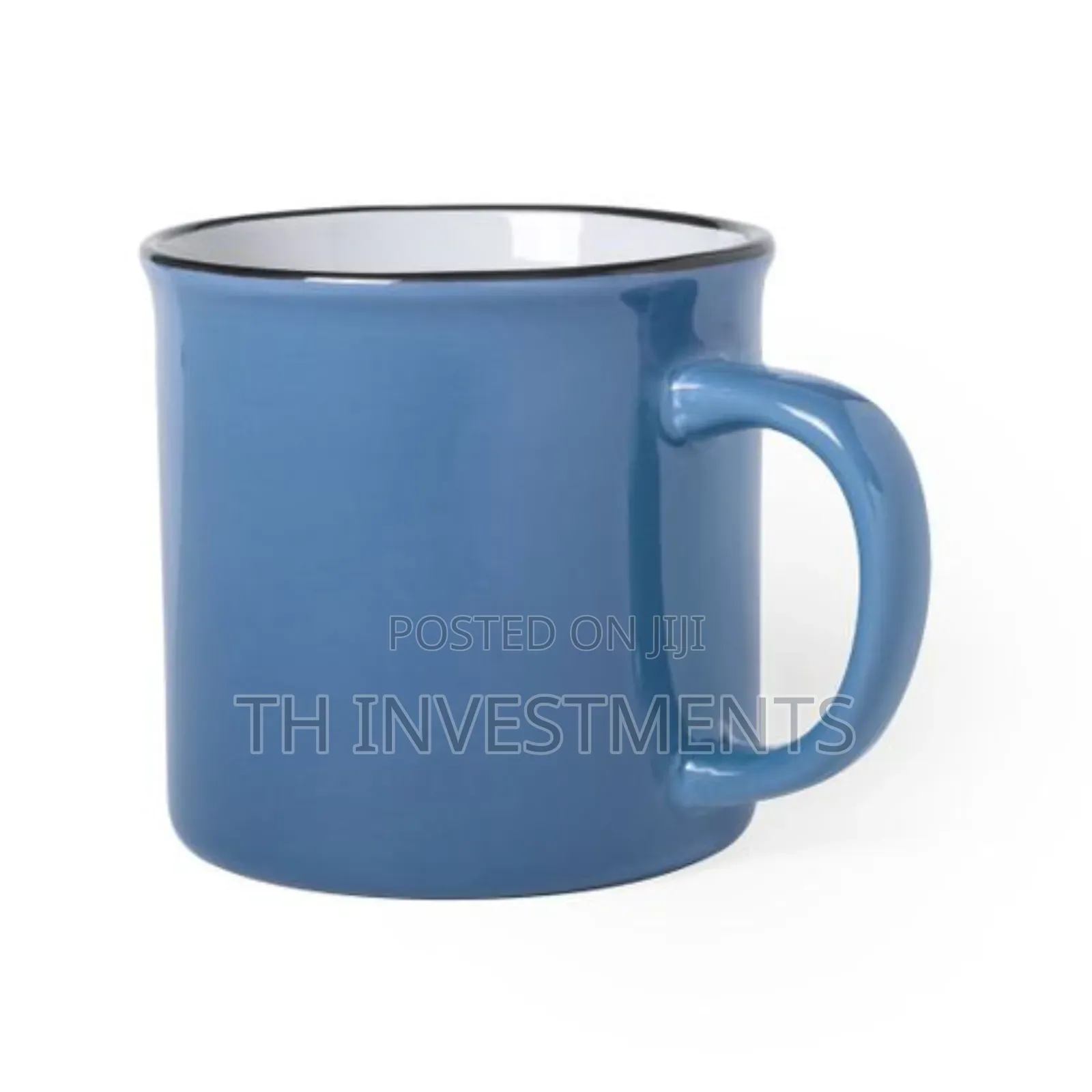 Set of 6 Coloured Cereamic Cups -Ocean Blue A003-38