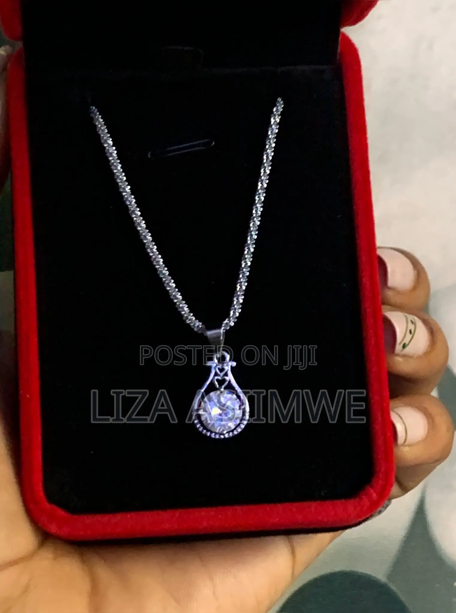 Pear Shape Clear Moissanite Crystal Necklace