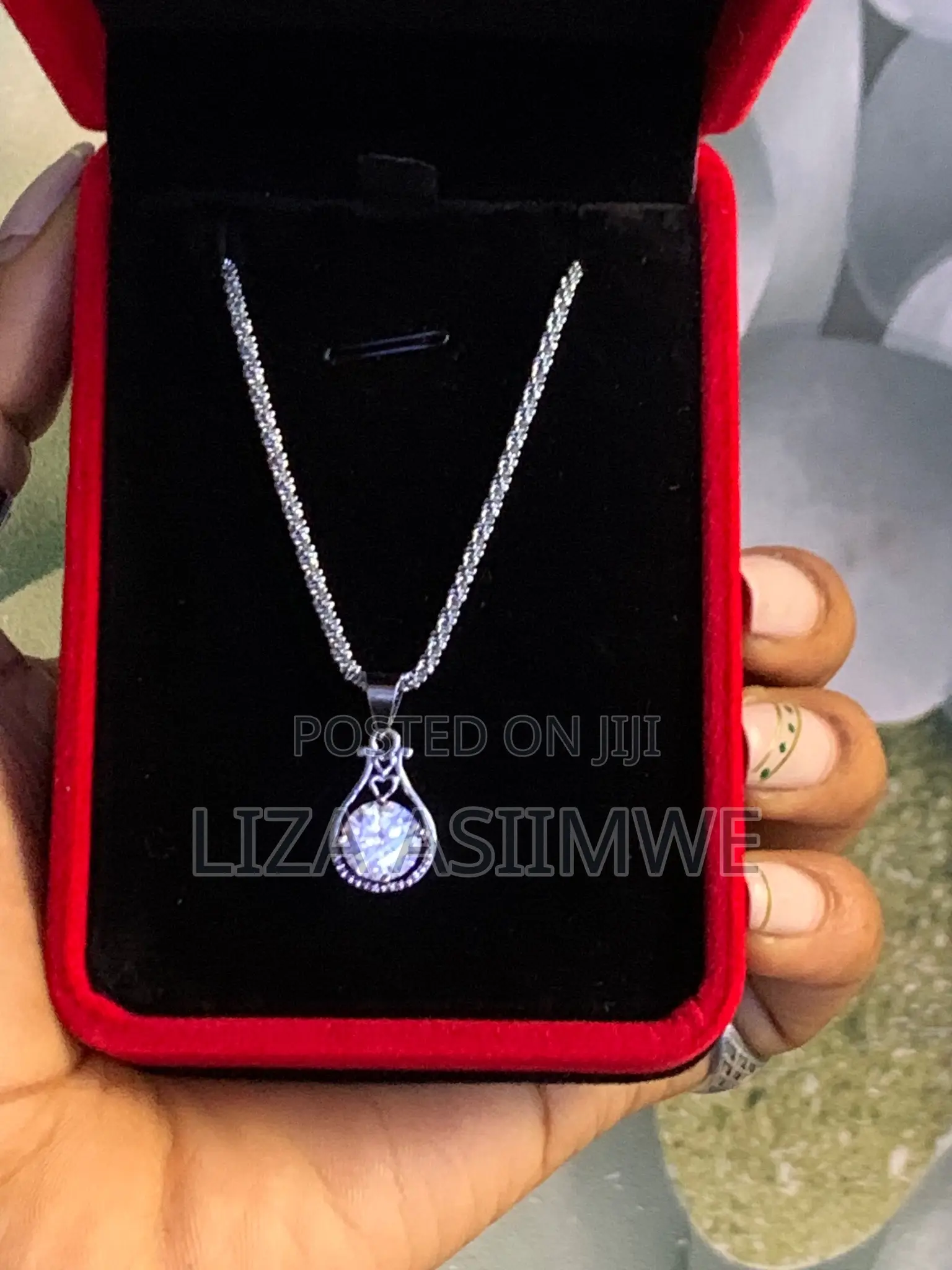 Pear Shape Clear Moissanite Crystal Necklace