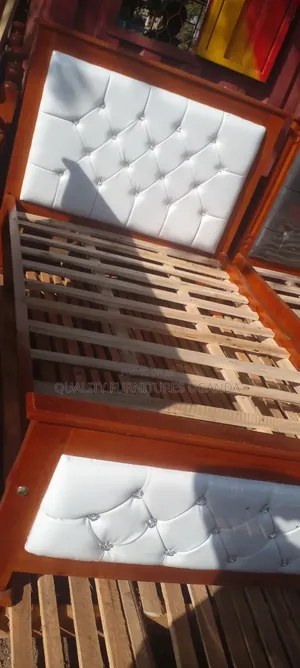 4x6 White Leather Wooden Bed