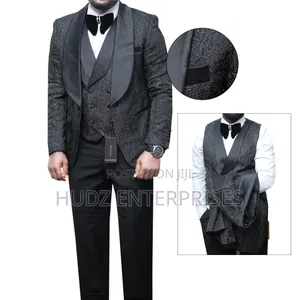 La Classy Black Shinny Wedding Suit