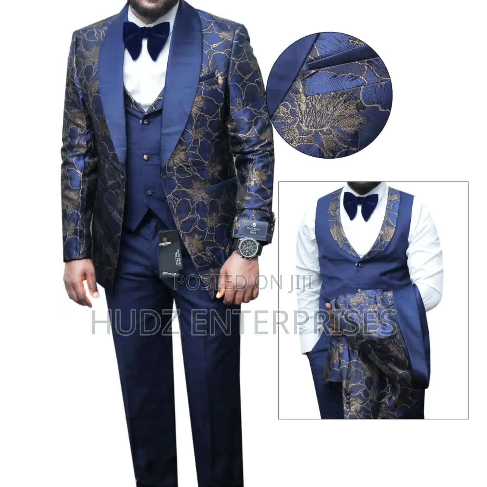 Royal Blue and Gold Mixed Wedding Classy Suit