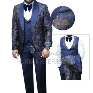 Royal Blue and Gold Mixed Wedding Classy Suit