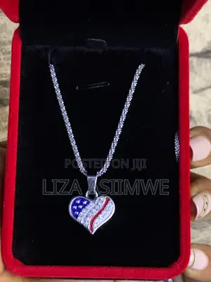 American Flag Heart Pendant Necklace