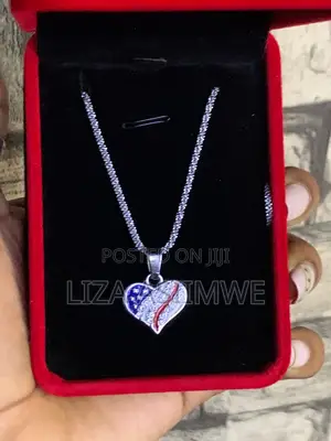 American Flag Heart Pendant Necklace