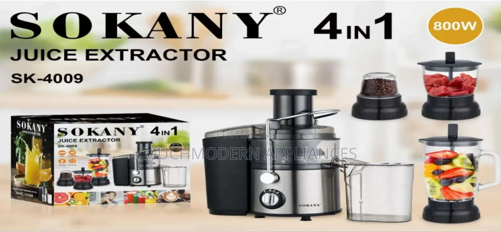 Sokany Juice Extractor 4 in 1 800W Sk-4009