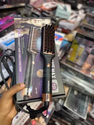 2in1 Sokany Easy to Use Hair Straightener Brush Flat,Ceramic