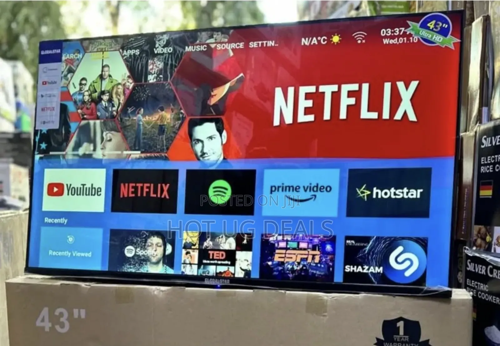 Global Star 43 Inch Smart Android Frameless Tv Withbluetooth