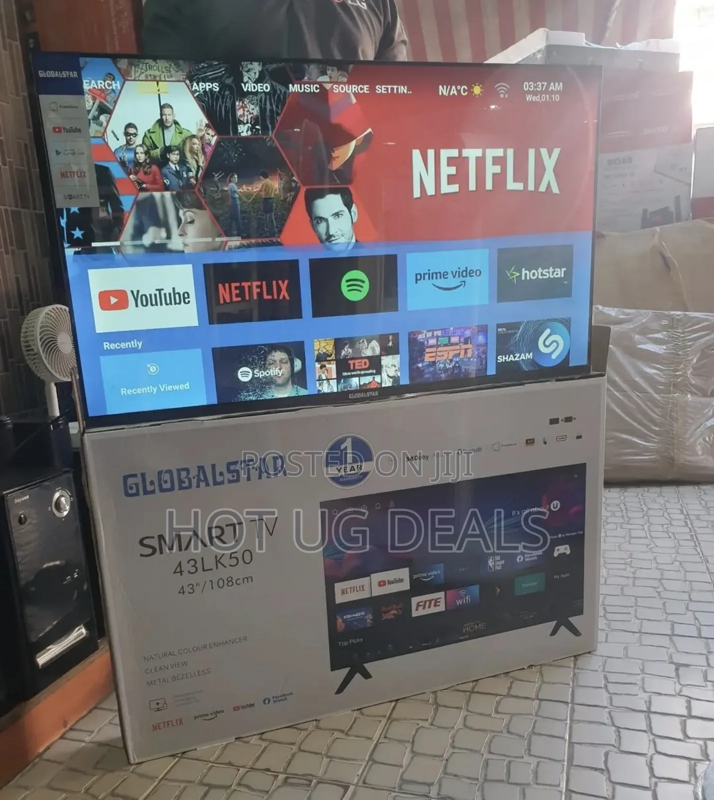 Global Star 43 Inch Smart Android Frameless Tv Withbluetooth