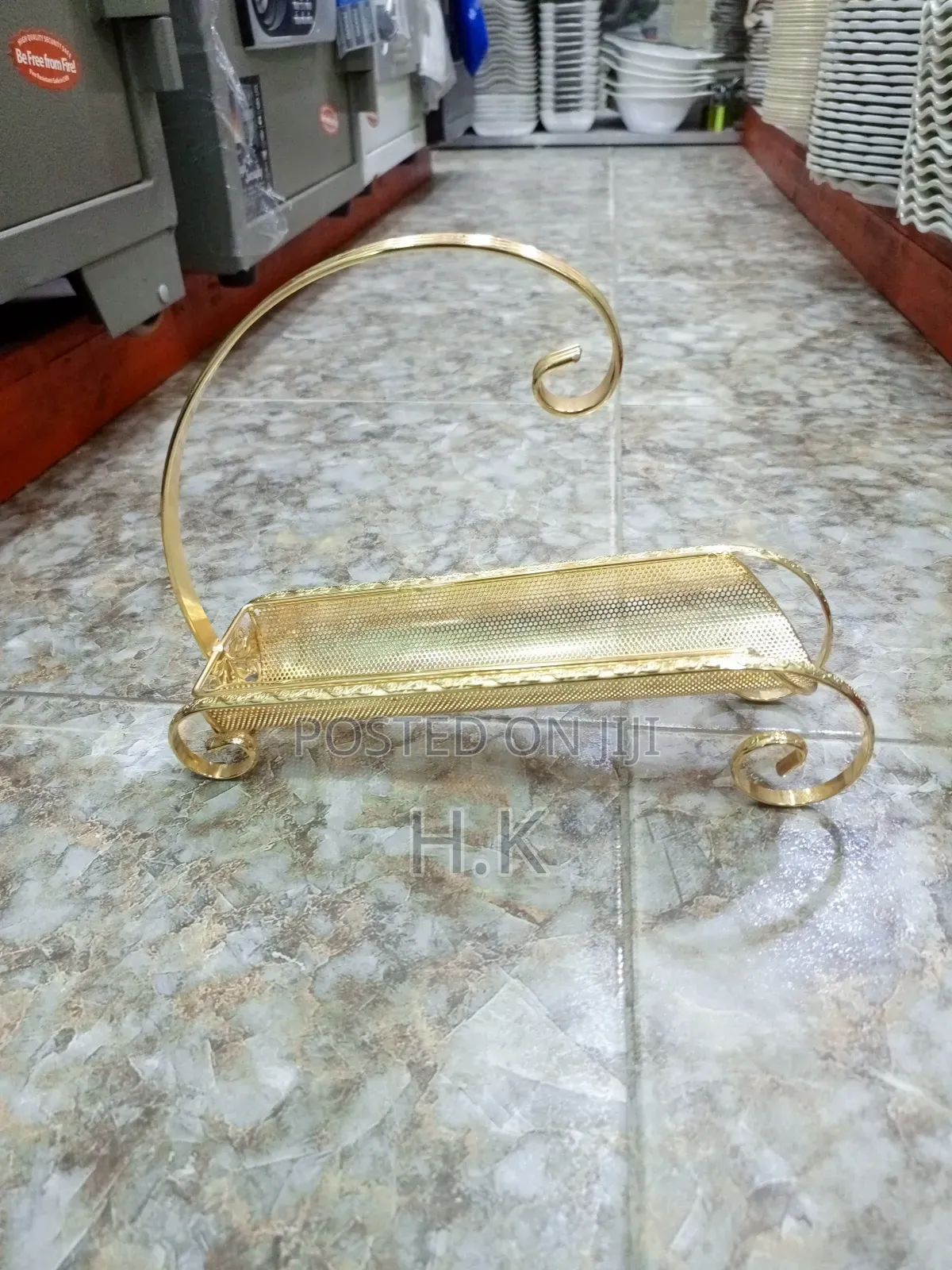 Gold-Colored Metal Utensil Holder