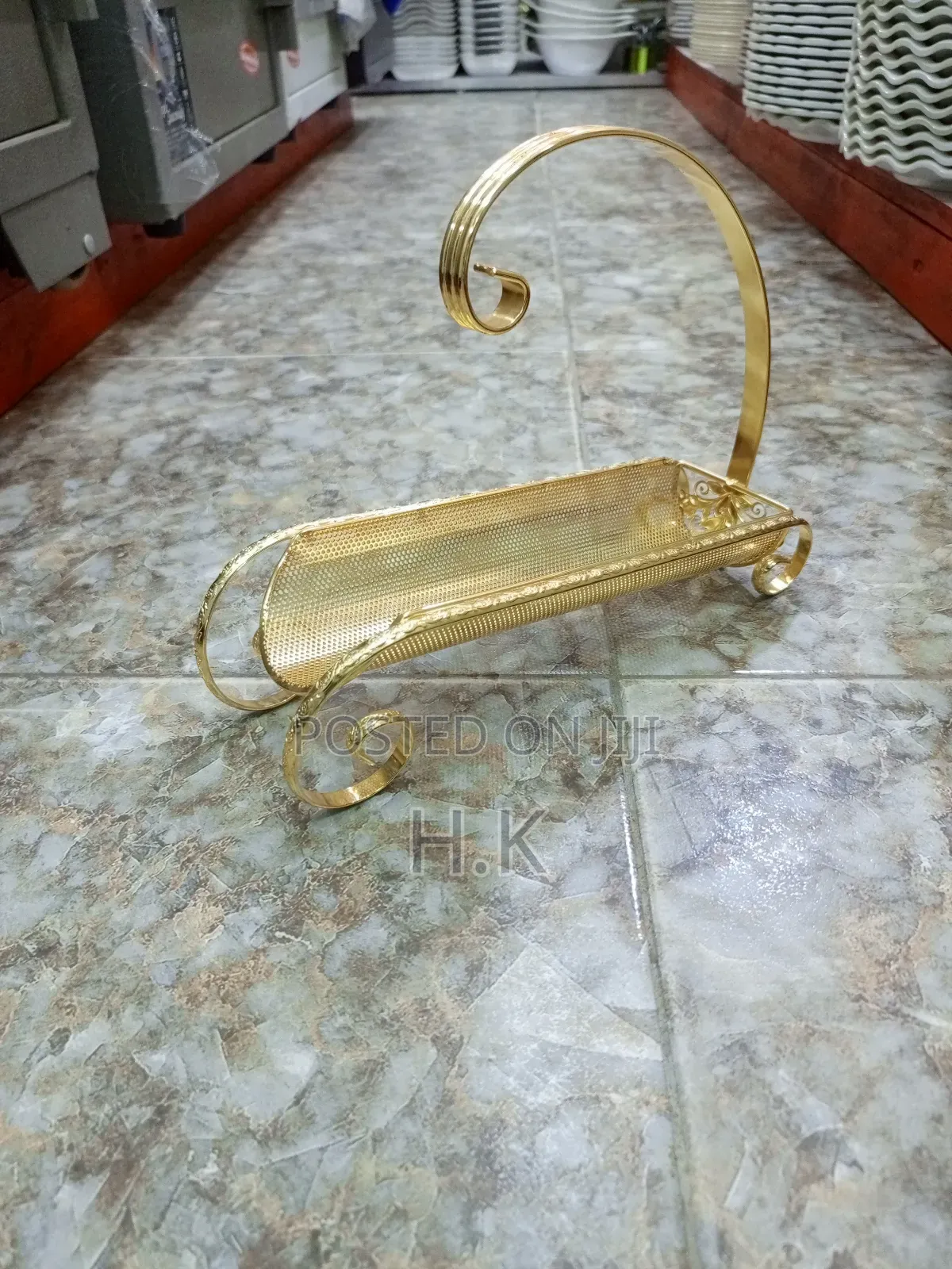 Gold-Colored Metal Utensil Holder