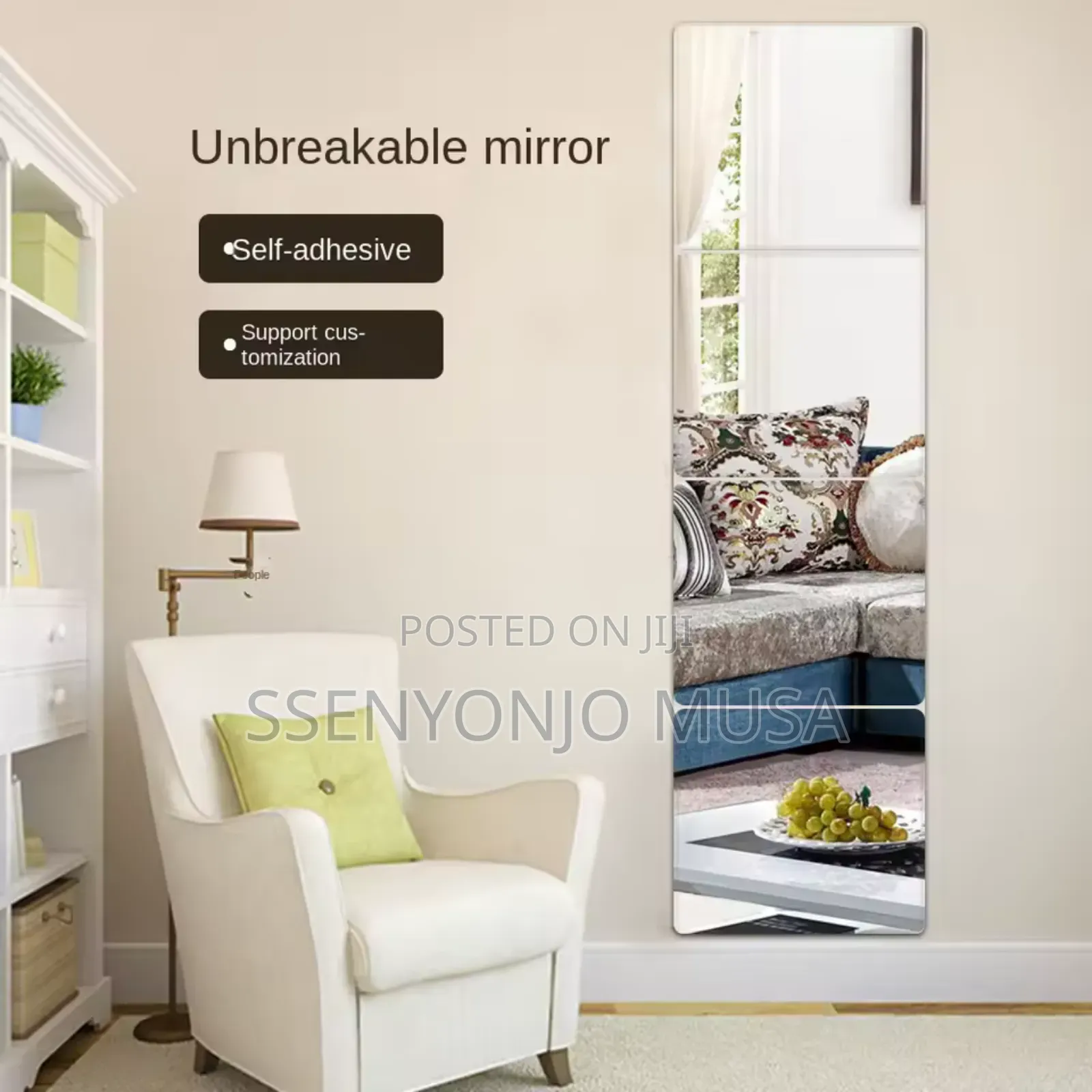 Self-Adhesive Acrylic Mirror -Frameless-Wall-Mounted,20x90cm