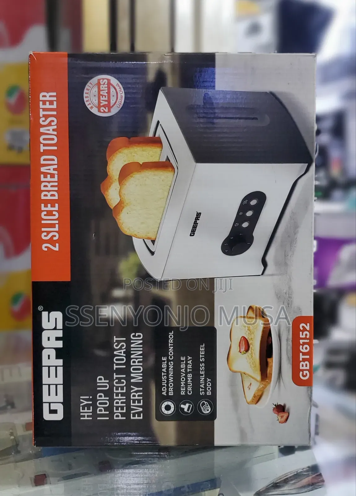 Geepas 2 Slice Bread Toaster Gbt6152 - Adjustable Browning