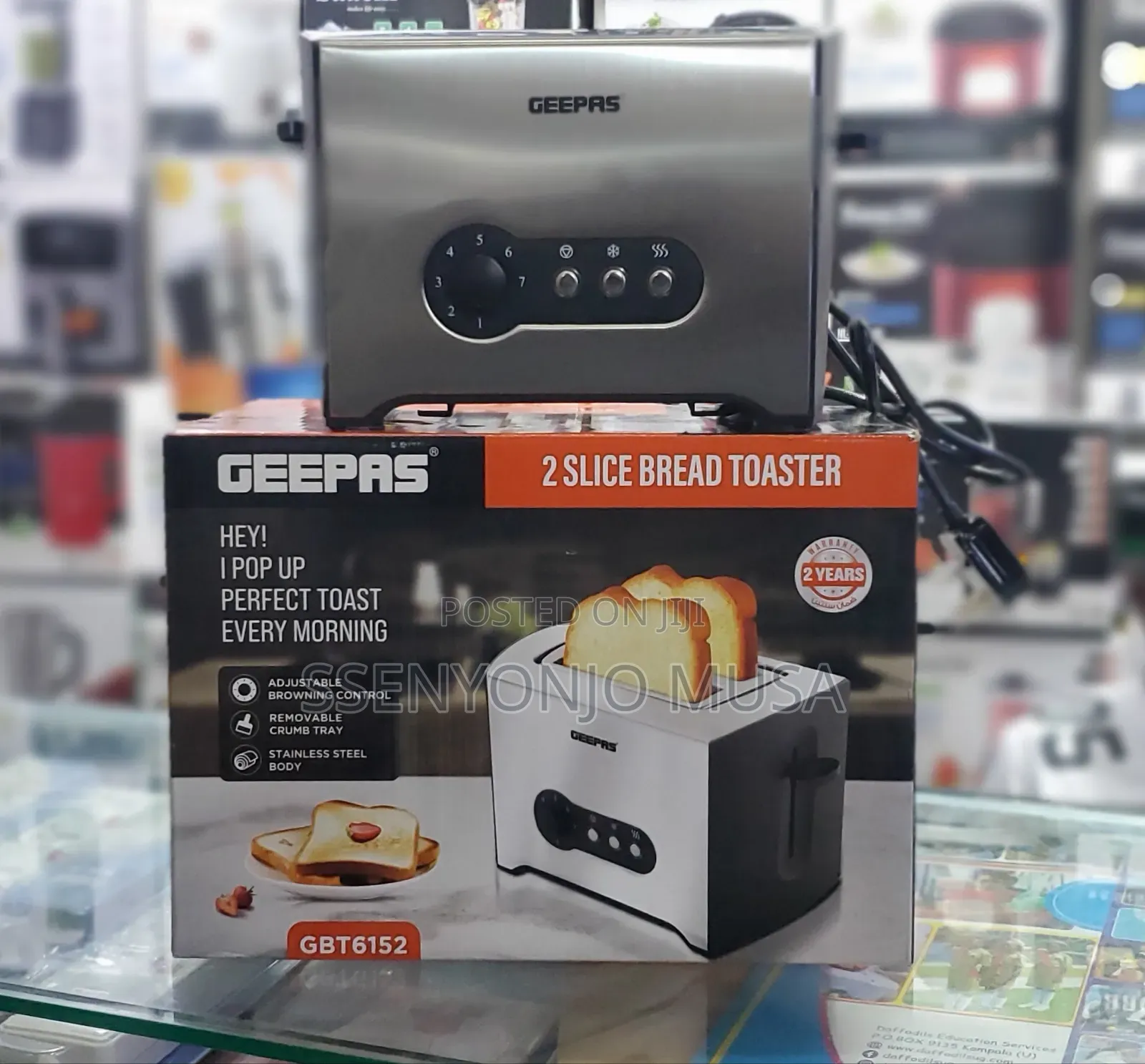 Geepas 2 Slice Bread Toaster Gbt6152 - Adjustable Browning
