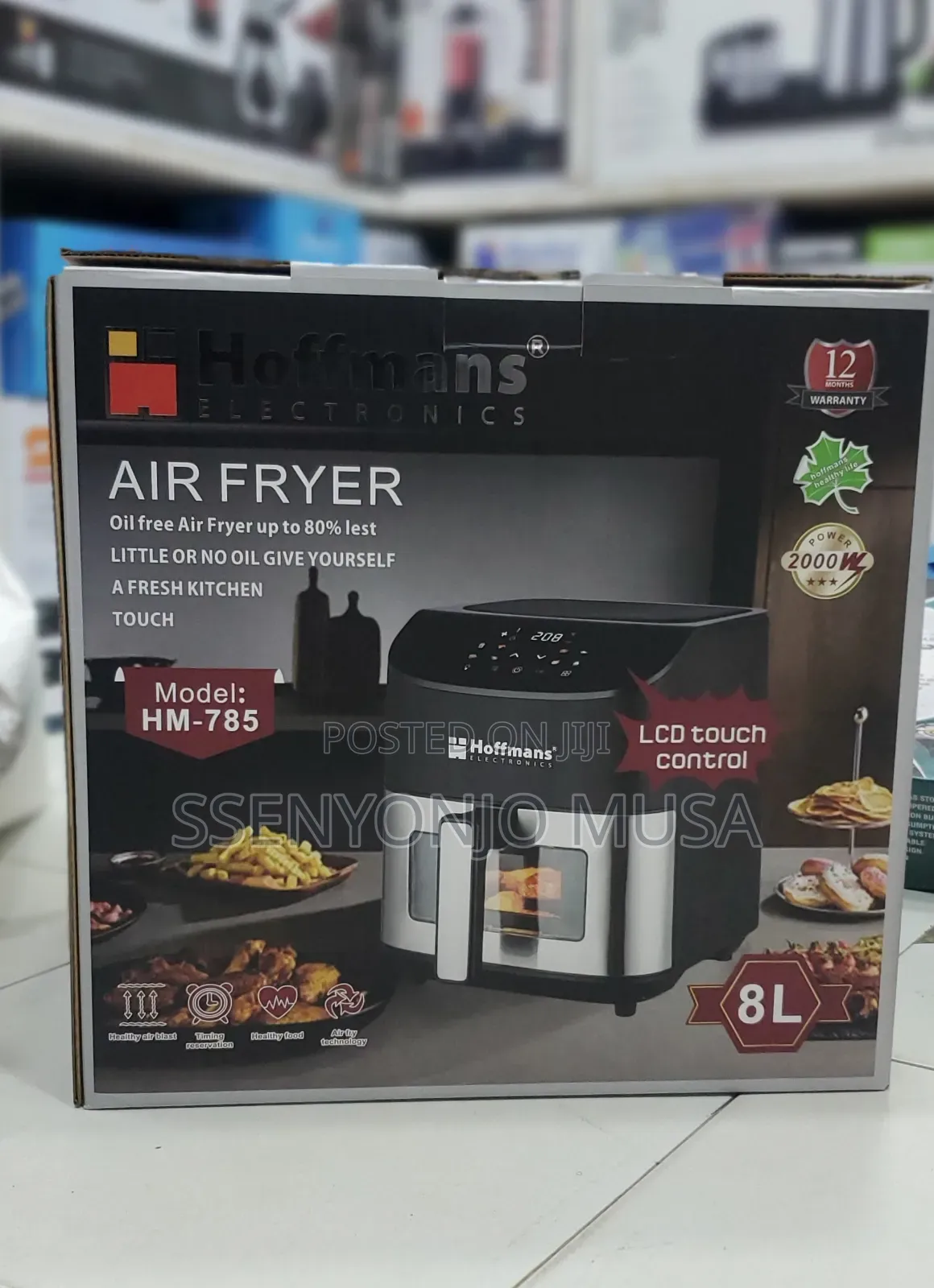Hoffmans Air Fryer HM-785 - 2000W, 8L, LCD Touch Control-