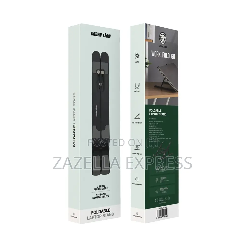 Green Lion Foldable Laptop Stand 7 Tilts -Black