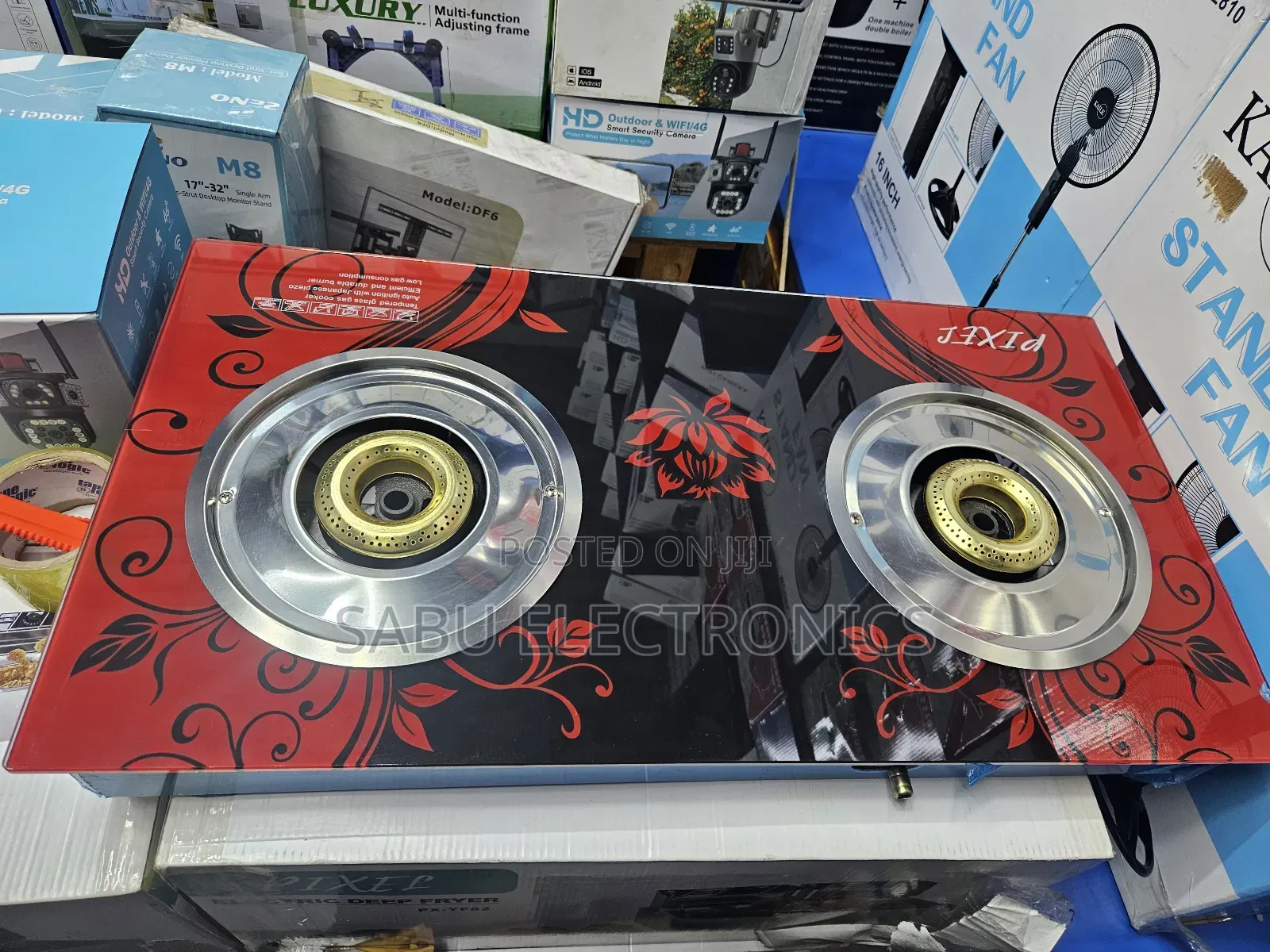 Full Kit Gas Stove - Double Burner- 2m Hose Pipe + Clips