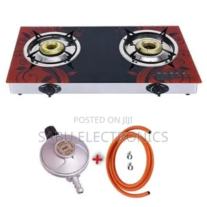 Full Kit Gas Stove - Double Burner- 2m Hose Pipe + Clips