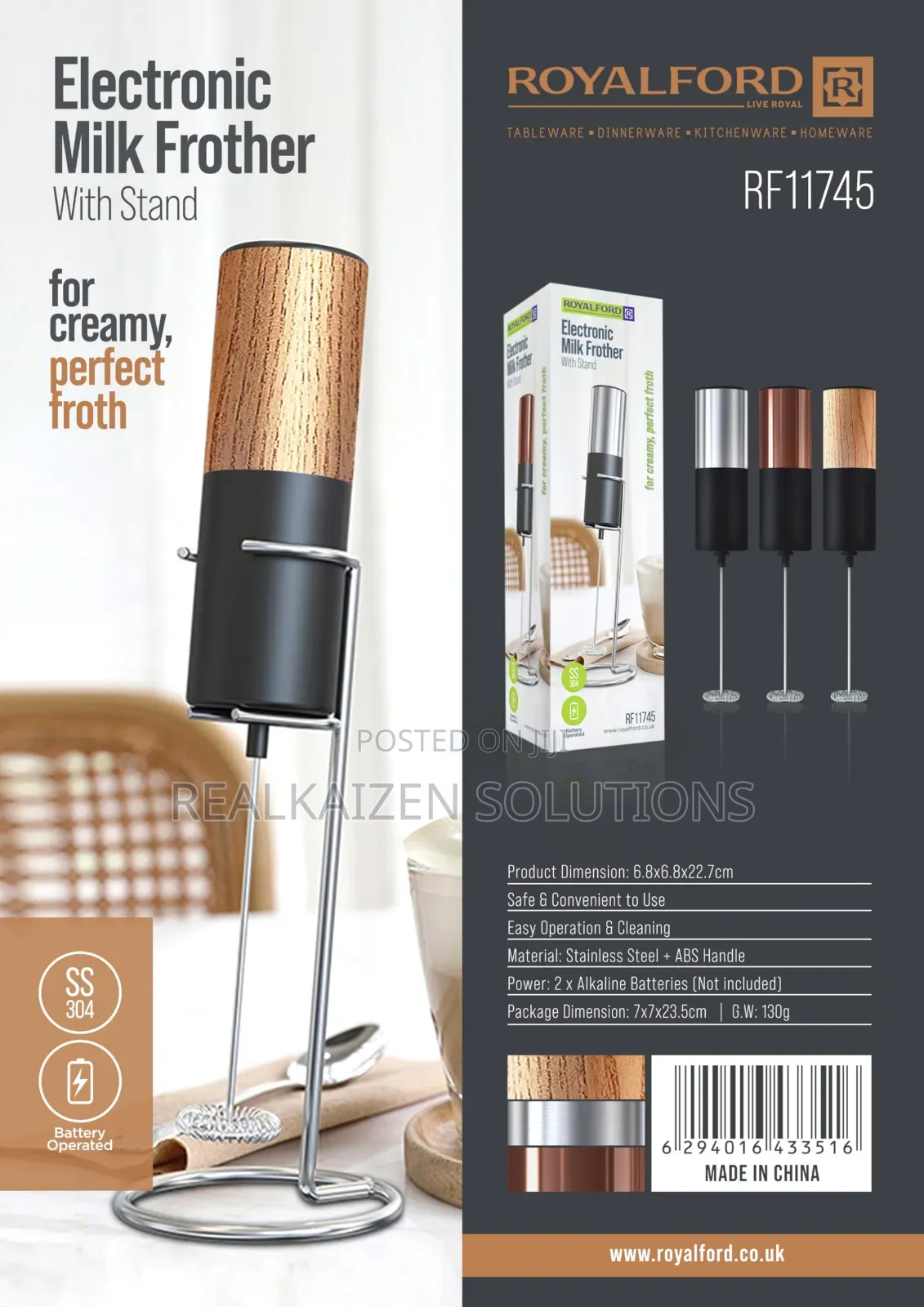 ROYALFORD Electric Handheld Kitchen Milk Froam Frother Maker