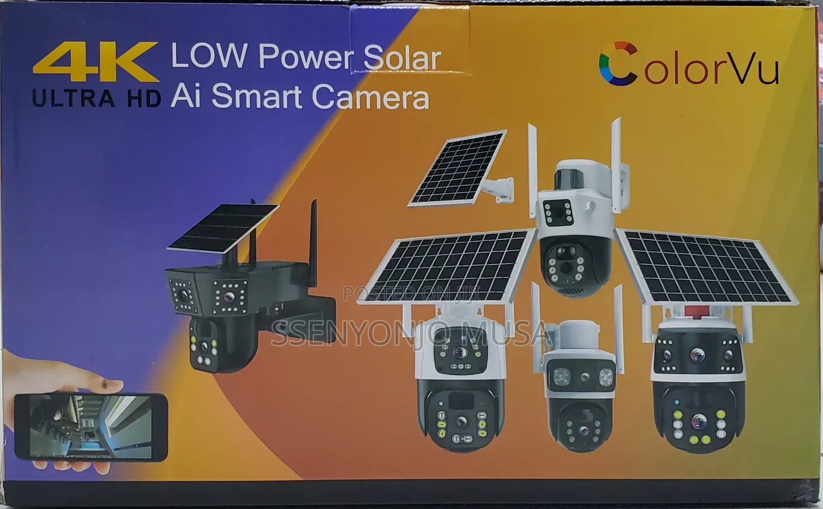 Low Power Solar Ai Smart Camera-Colorvu V380-Night Vision