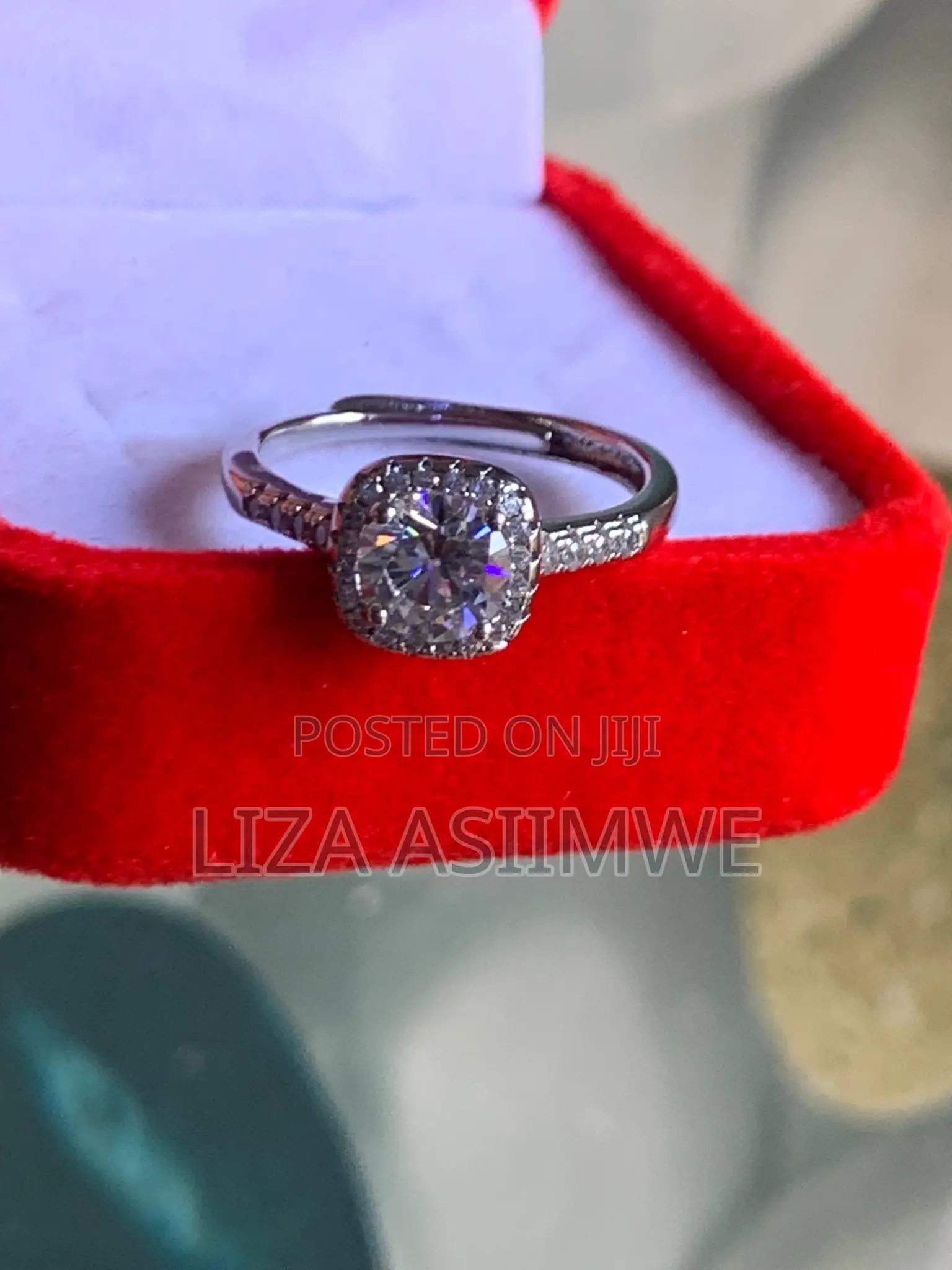 Cushion Cut Zircon Adjustable Engagement Ring