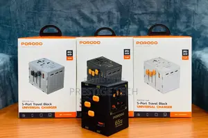 Porodo Travel Universal Gan Charger PD 65W, 5 Ports
