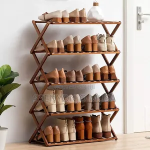 Foldable Bamboo Shoe Storage Shelf-Multi-Tier Shoe Organizer