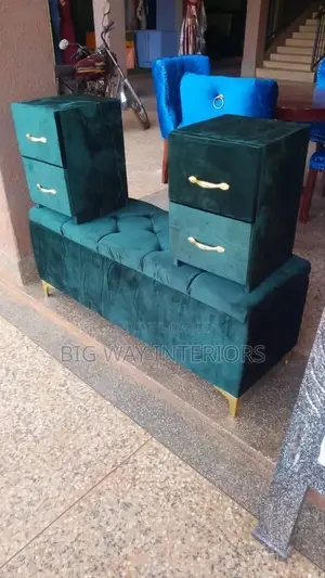 Army Green Ottoman and Bedside Drawers
