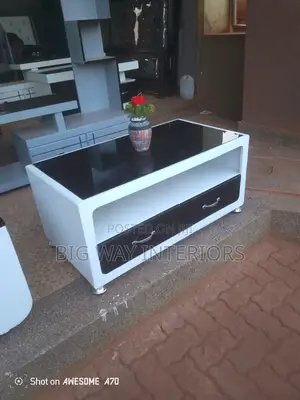 White Center Table With Black Drawers