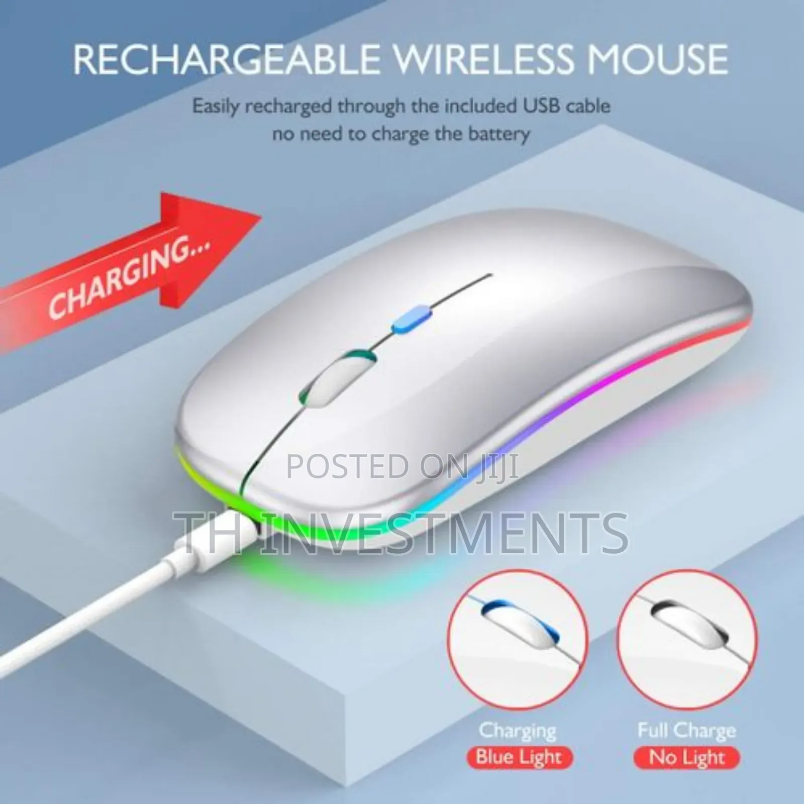 Wireless Mouse Colorful Led 2.4g Ultra-Thin