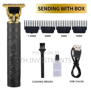 Rechargeable Metal Simple Style Hair Clipper Black