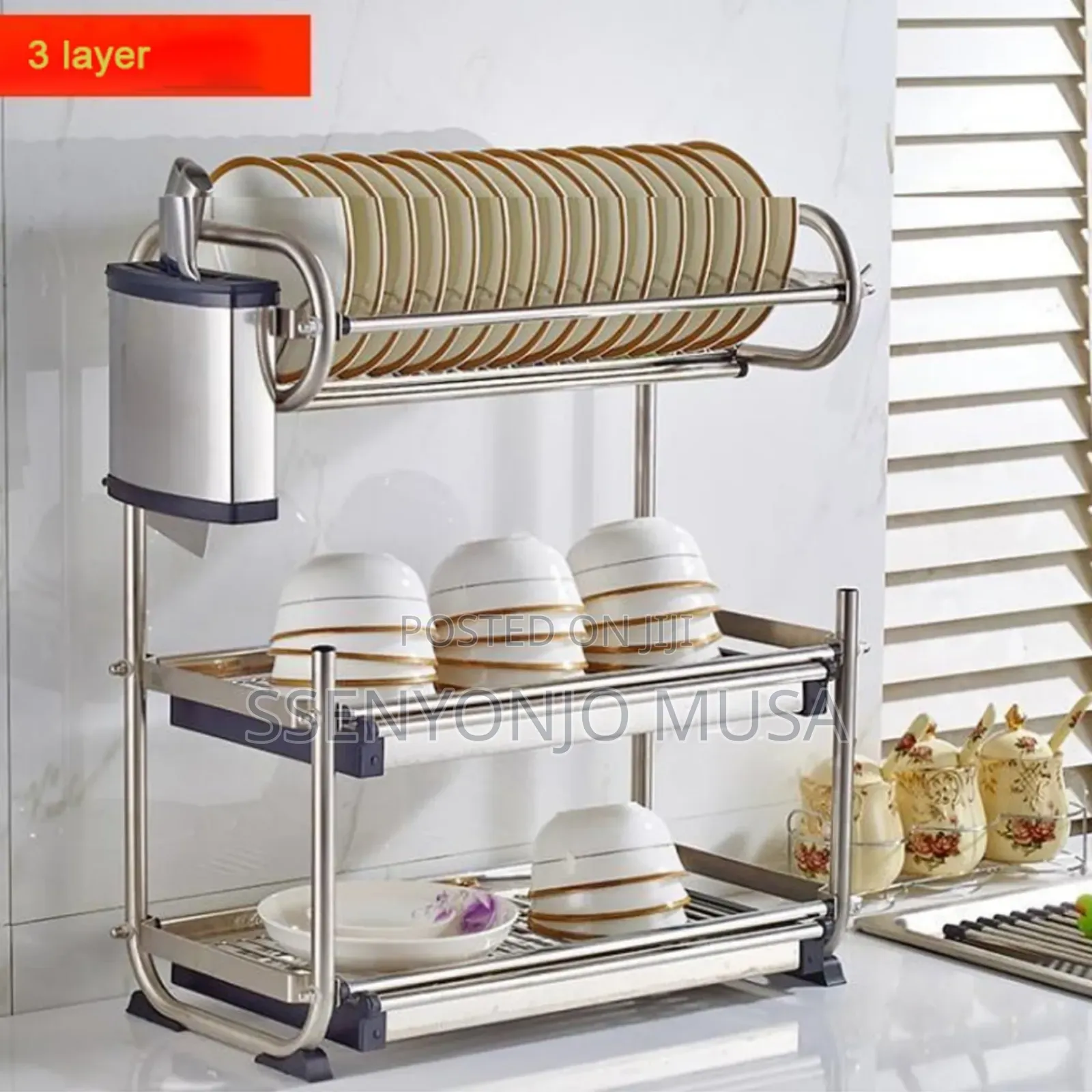 3-Layer Stainless Steel Kitchen Organizer Rack - Dish Drying