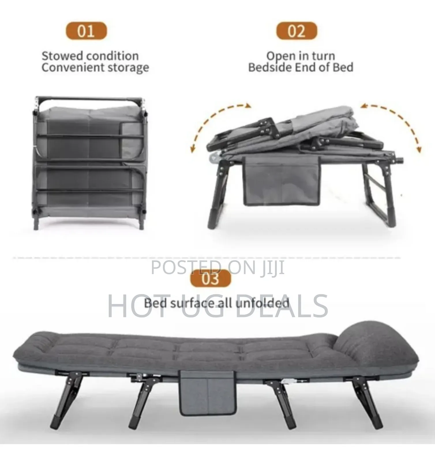 Foldable Camping Bed - Grey