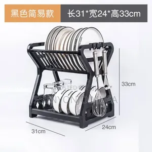Double Layer Plastic Dish Drainer With Cutlery Basket