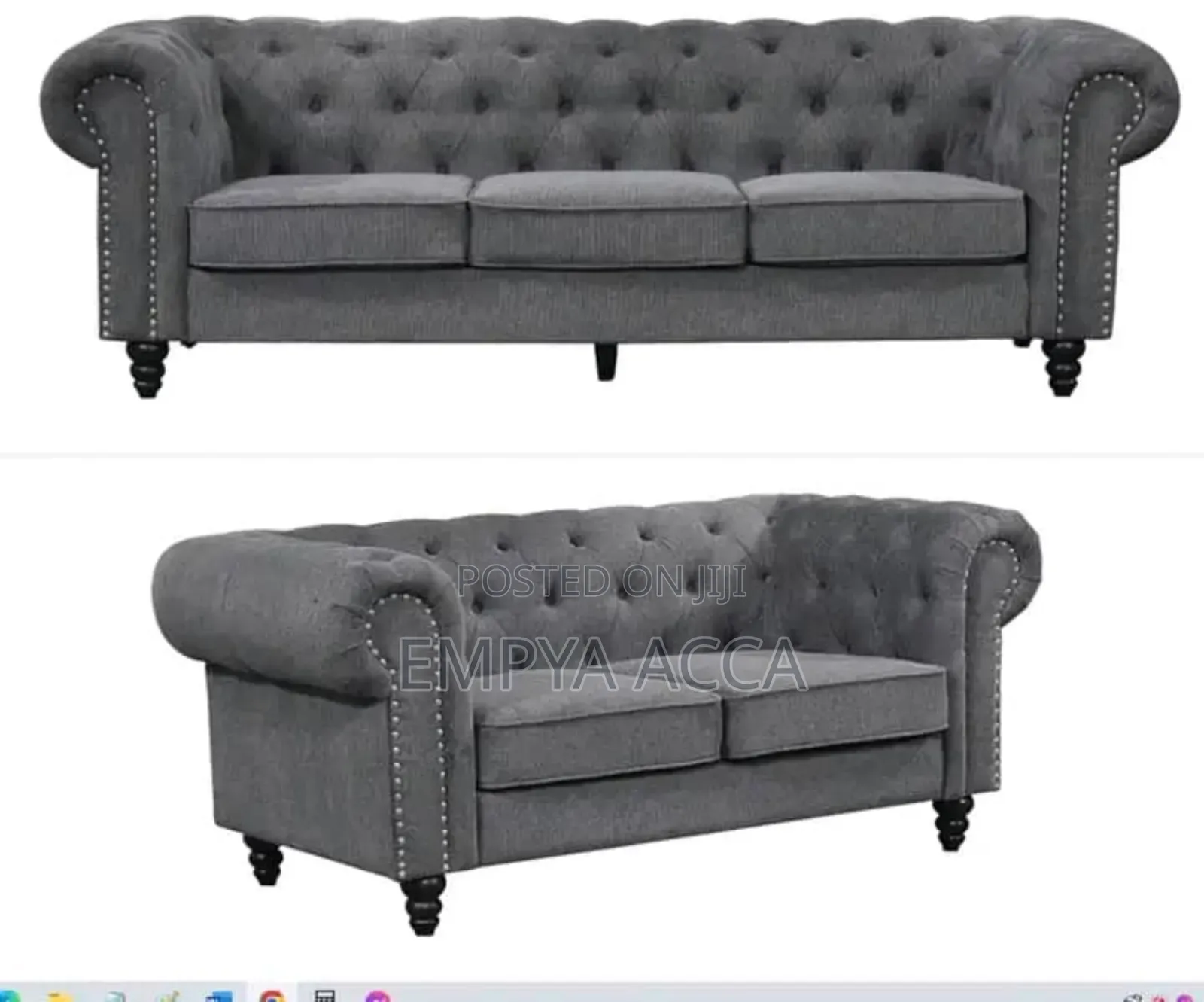 Chesterfield Gray Pin Sofa