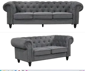 Chesterfield Gray Pin Sofa