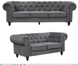 Chesterfield Gray Pin Sofa