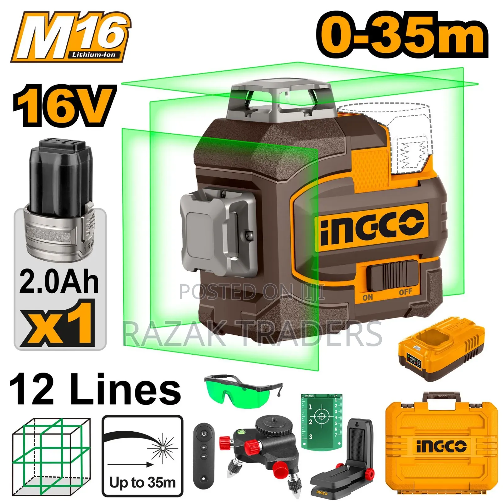 Ingco Cordless 3d Laser Level 16v