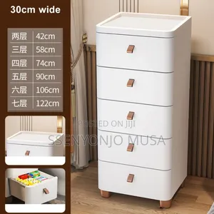 Slim Bathroom Storage - 3 Tier White Tall Vanity Unit -