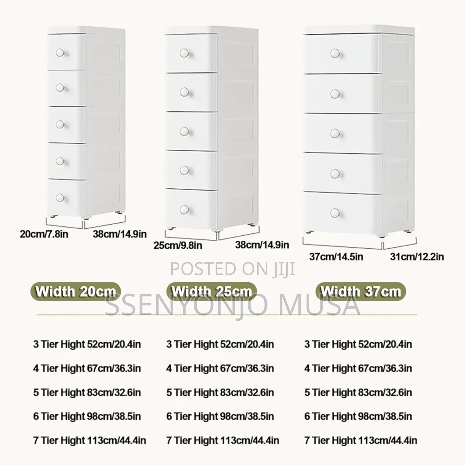 Slim Bathroom Storage - 3 Tier White Tall Vanity Unit -