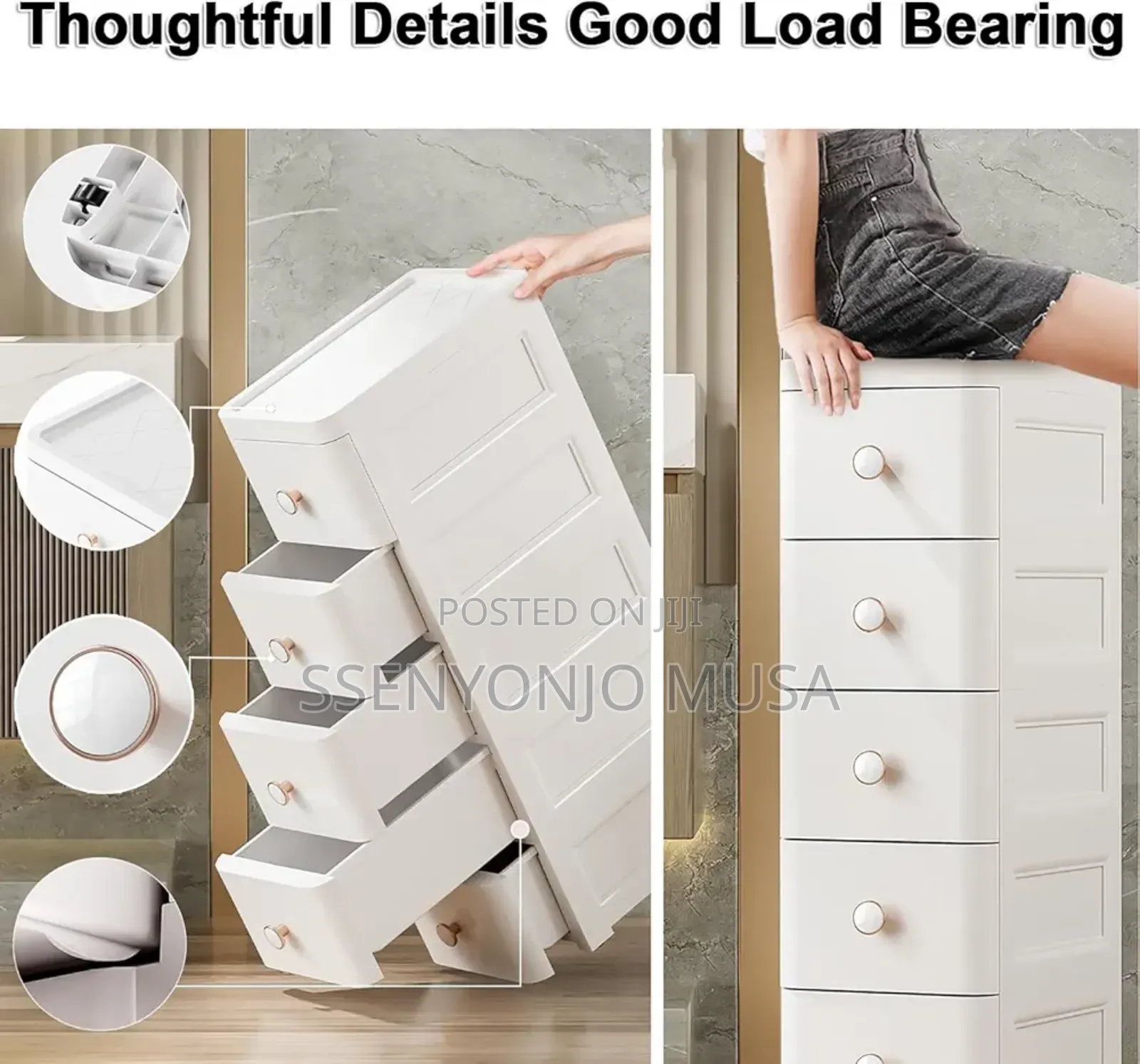 Slim Bathroom Storage - 3 Tier White Tall Vanity Unit -