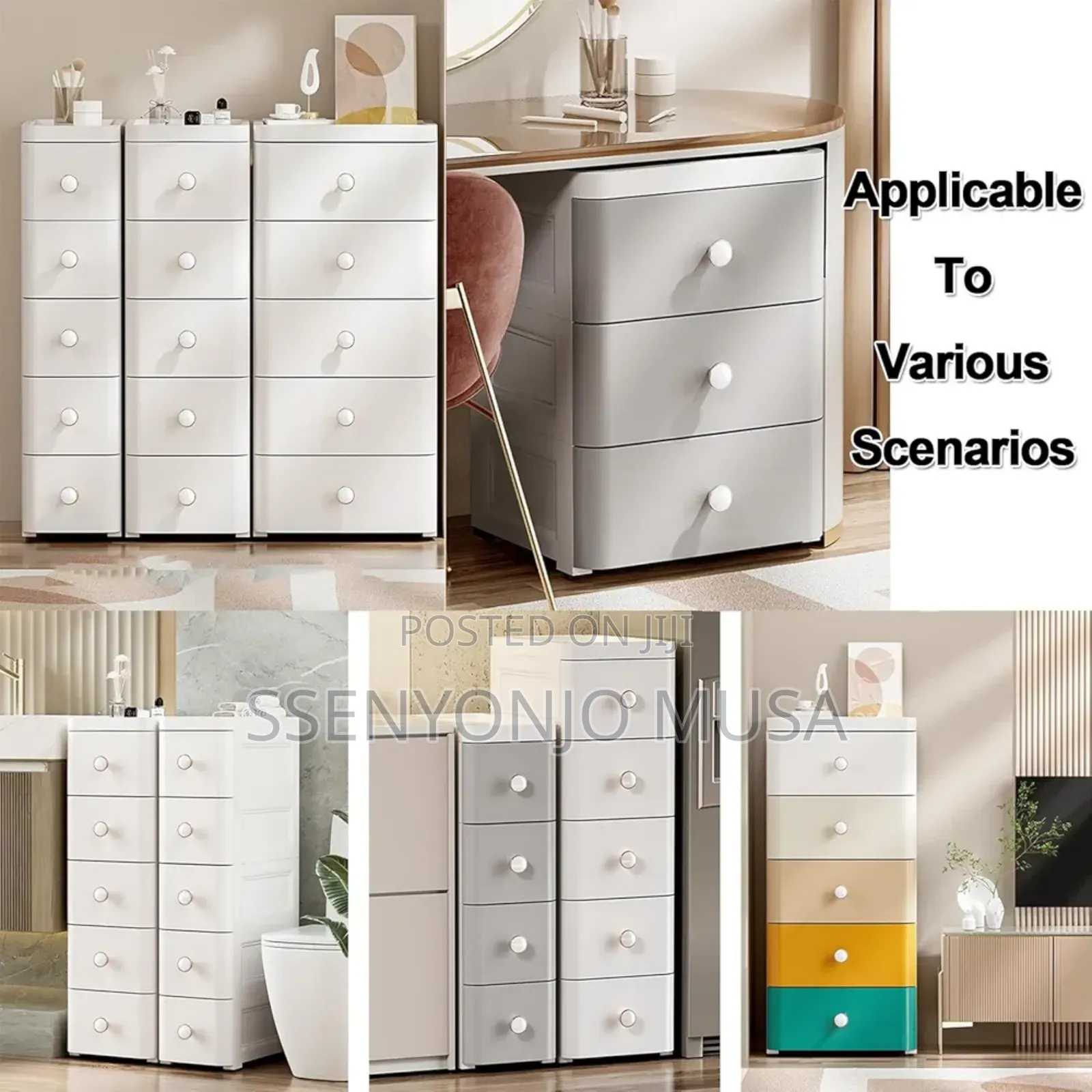 Slim Bathroom Storage - 3 Tier White Tall Vanity Unit -