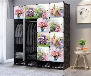 4 Column Plastic Closet Black 