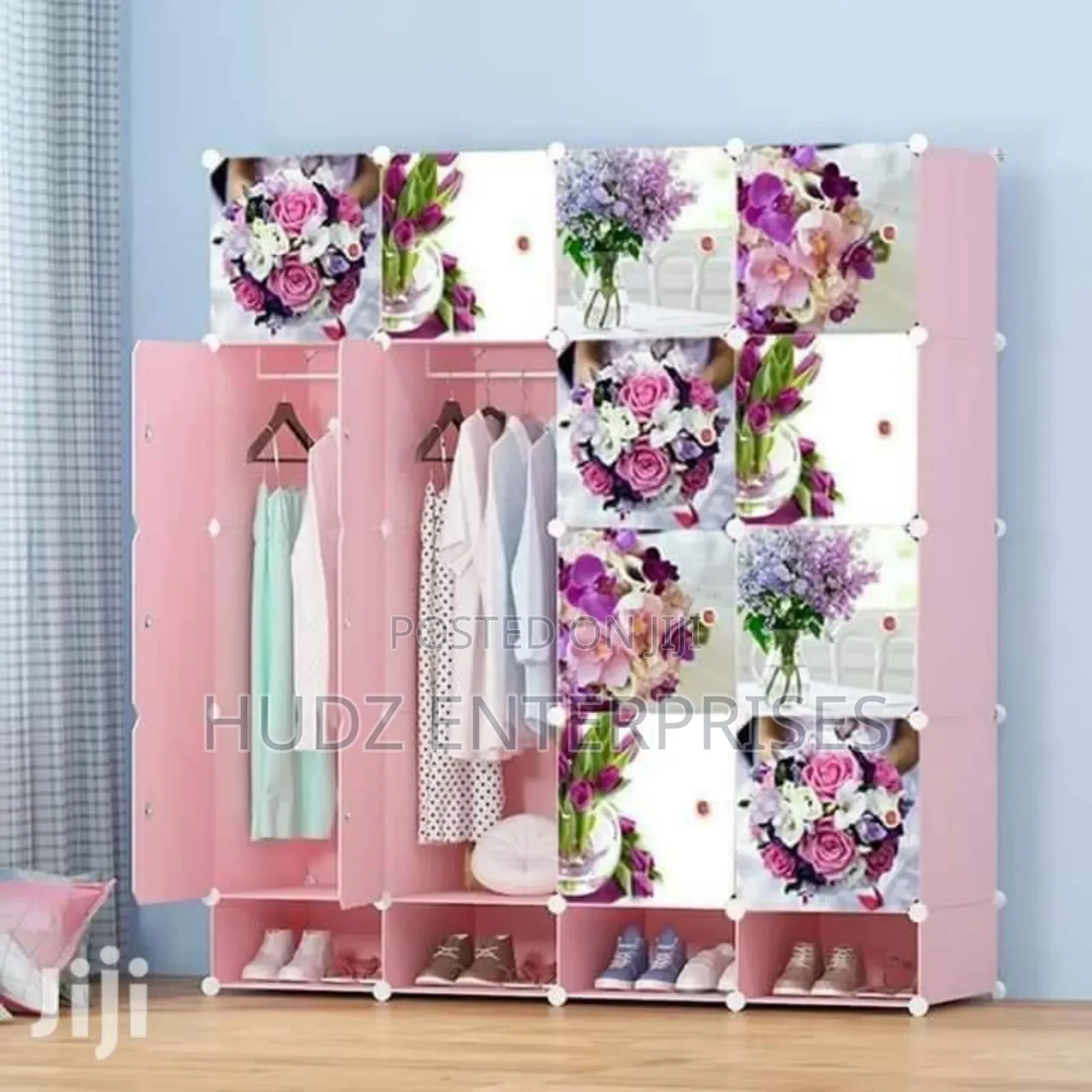 4 Column Plastic Closet Baby Pink