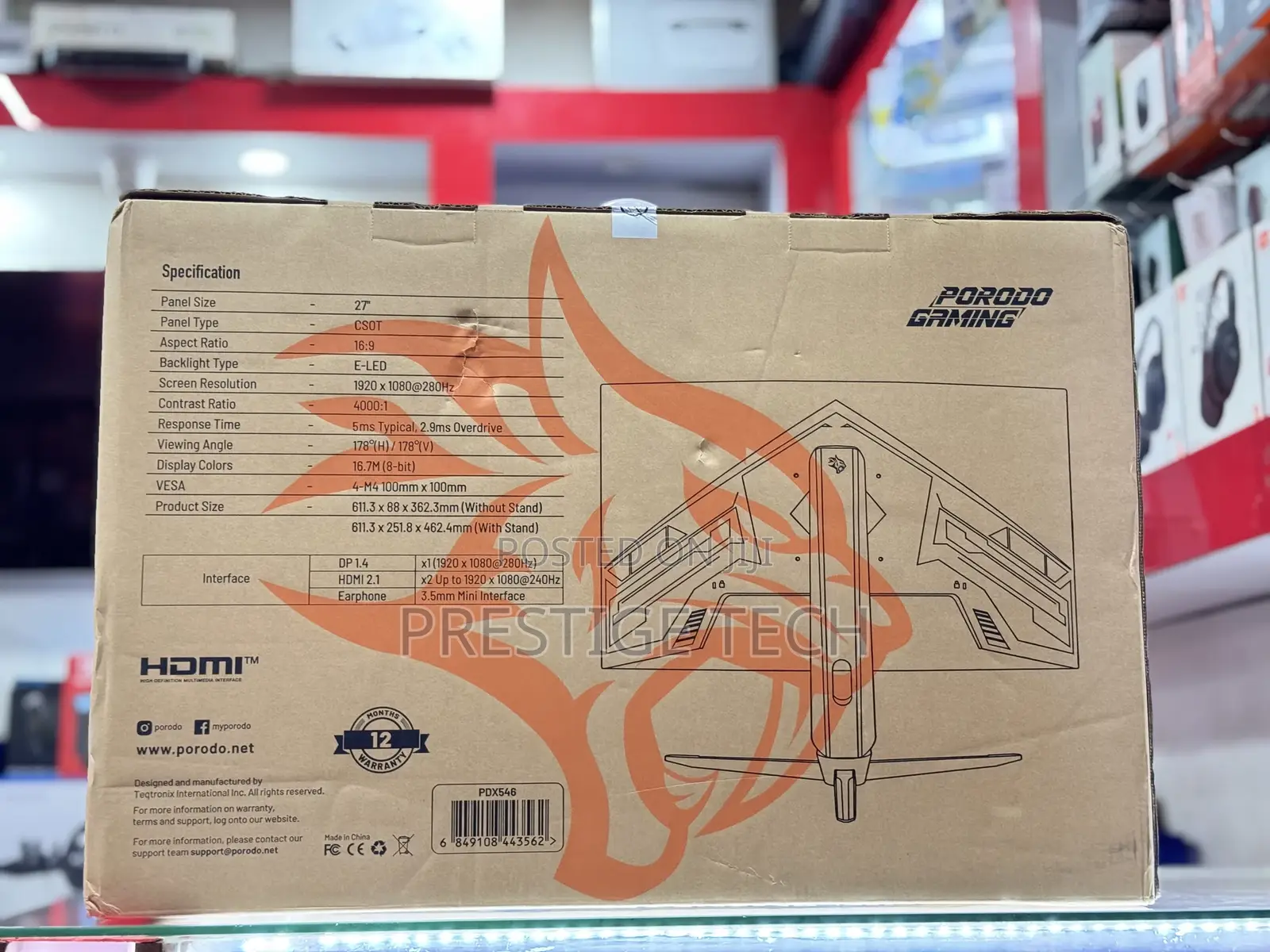 Porodo 27 Inch Hdr Curved Gaming Monitor 280hz With Rgb