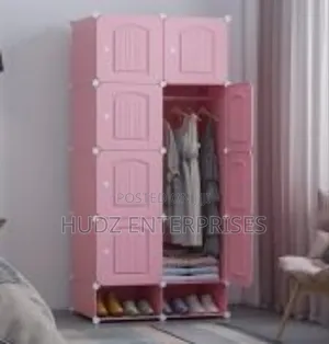 2 Column Plastic Closet With Shoe Storage Pink