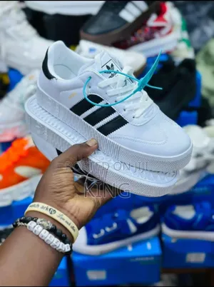 Adidas Full White Samba Black Stripe