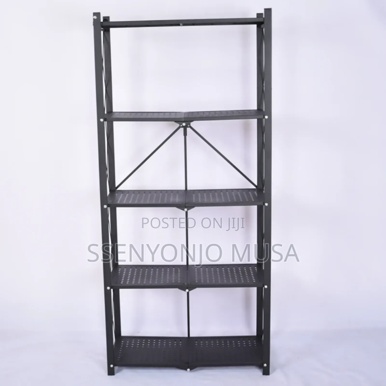 5 Tier Stainless Steel Foldable Storage Rack - Black